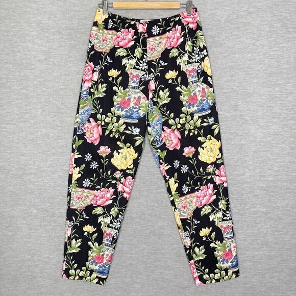 Vintage Talbots Pants Size 8 Floral Lined Botanical Pottery Porcelain Dress - Picture 1 of 7